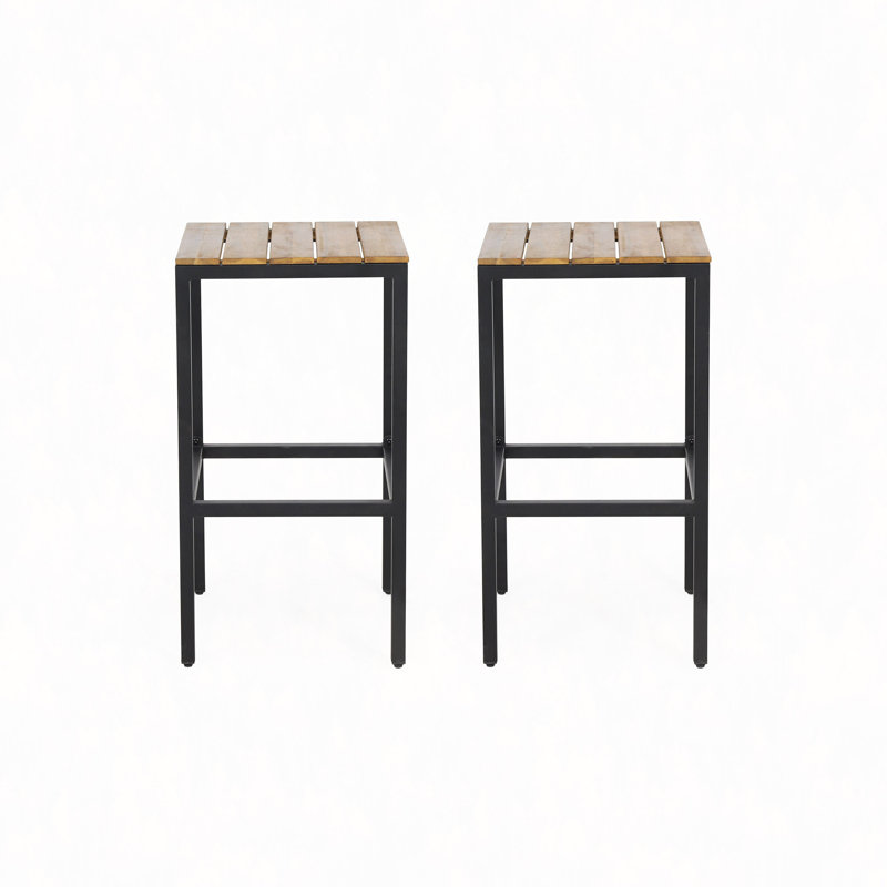 Tabouret Ezra, Noir / teck