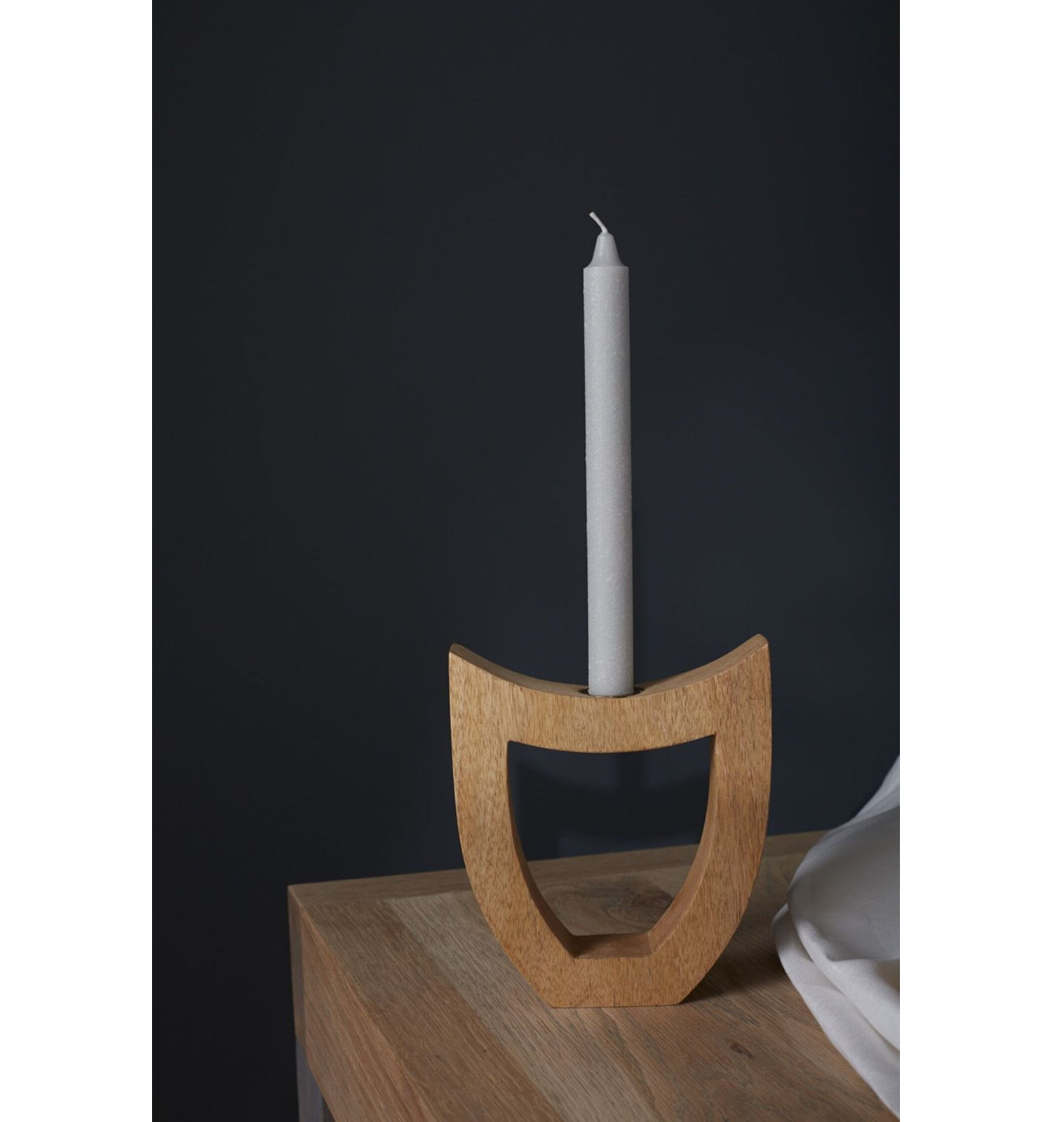 Fauve Wood Candlestick Holder