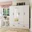 Armoire-penderie blanche autoportante avec miroir et tiroirs