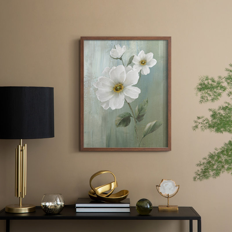 White Fancy II Framed Print - Solid Wood, Walnut, 30" H x 24" W