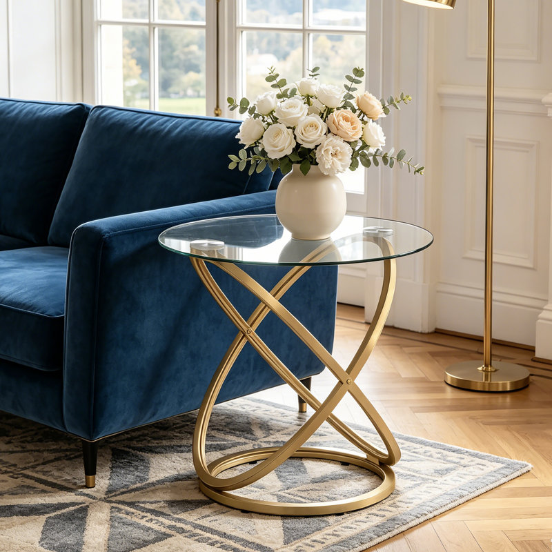 Rochdale Side Table, Clear/Gold