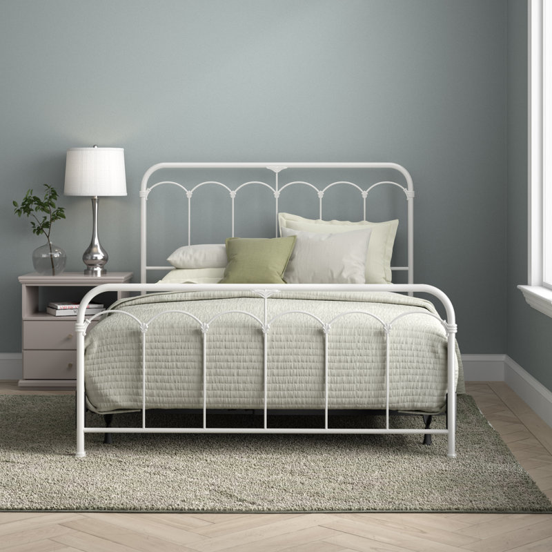 Lit standard Ieisha, Double, Blanc texturé