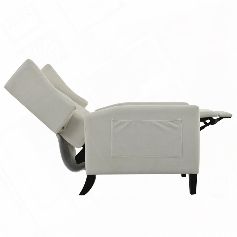 Manual Adjustable WingBack Recliner Chair. with Foldable Side Table, USB Charging ports, Beige