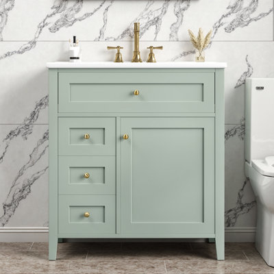 Meuble-lavabo de salle de bain avec tiroirs et armoire - Rangement de meuble-lavabo moderne