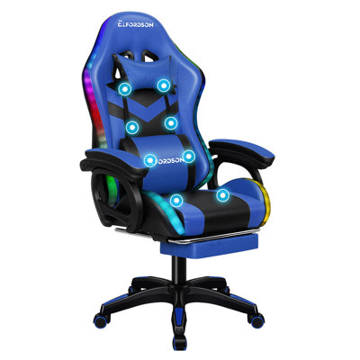 ELFORDSON Adjustable Reclining Faux Leather Swiveling PC & Racing Game Chair