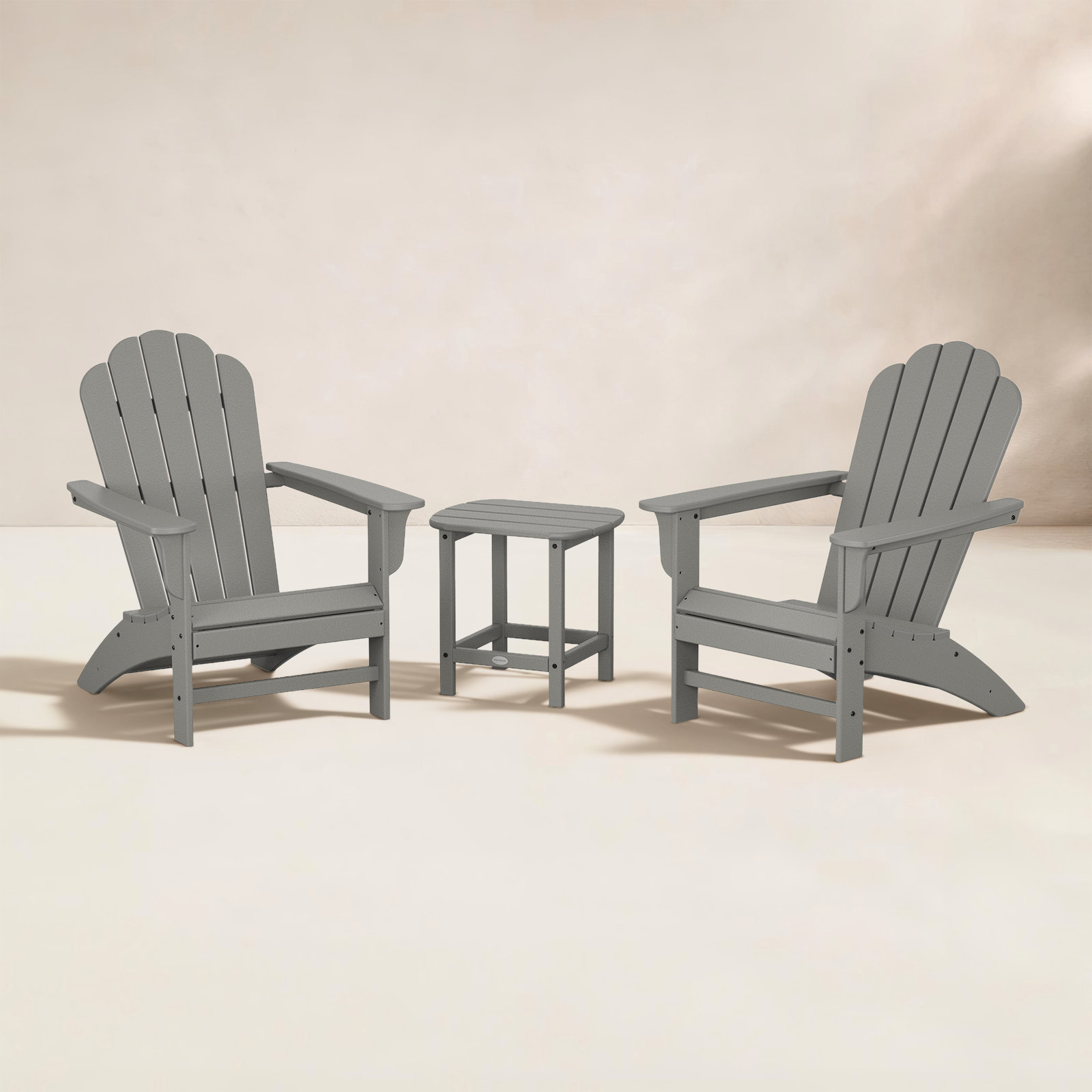 POLYWOOD Country Living Adirondack Chair Set, Slate Gray
