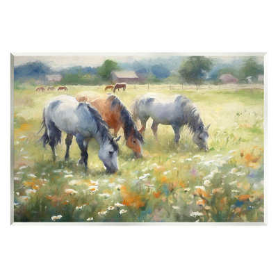 Bb-744-Wood " Grazing Horses In Pasture " by Ramona Murdock