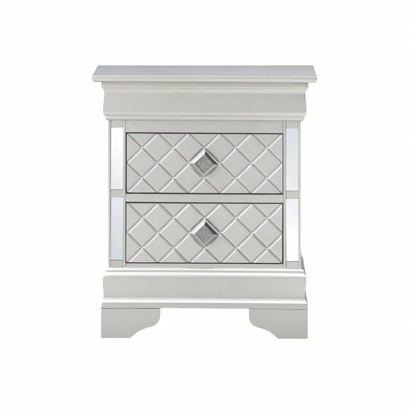 Sleek Silver Champagne Nightstand, Champagne