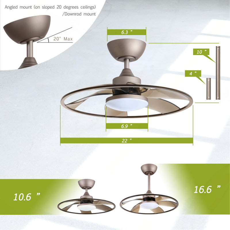 Light Pro 22 po Ventilateur de plafond DEL pour café avec télécommande