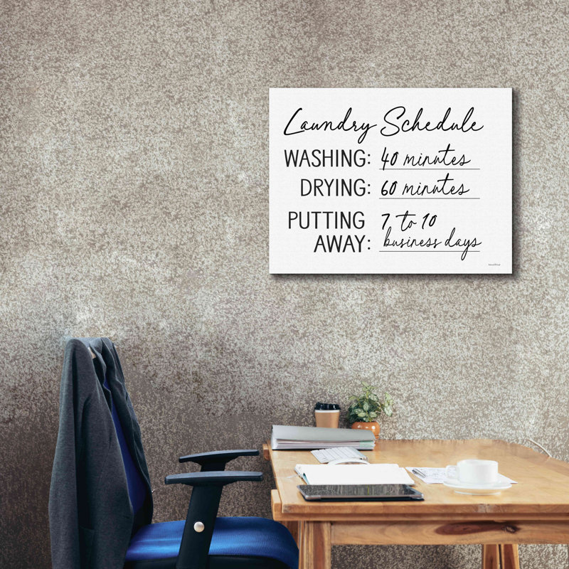 Harmina " Laundry Schedule " Print, 26" H x 34" W x 1.5" D