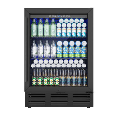 Simzlife 23.5'' W 180 Cans 5 Cubic Feet Beverage Refrigerator - Freestanding/Built-In/Under Counter Cooler With Tempered Glass Door & Reversible Handl — FIN-0018511 | Fridge.com