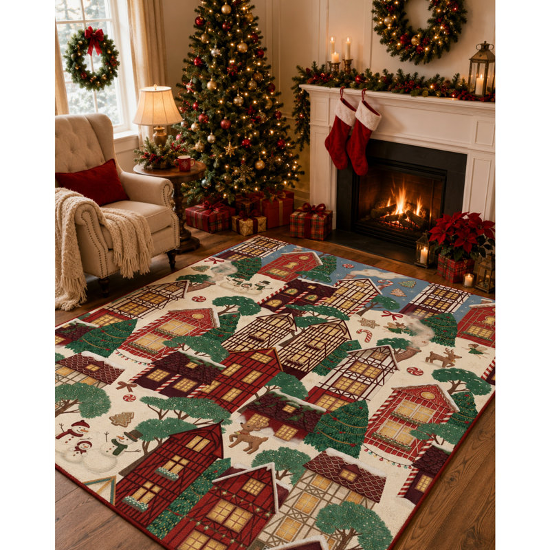 Floral Rug, Red and green, 8*10