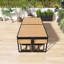 Ensemble de salle à manger 18 pièces pour patio en bois d'acacia, peu encombrant, 8 chaises rembourrées, 8 repose-pieds et 2 tables carrées, beige - Convient pour la cour, le jardin, la terrasse et la piscine-1189122252