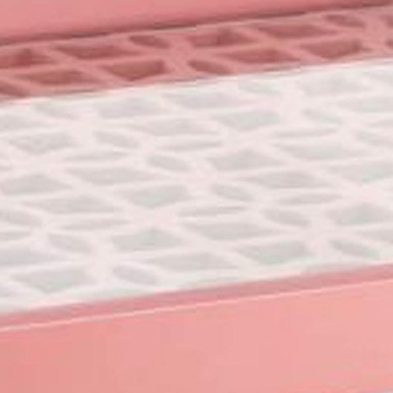 Decorative Serving Tray, Light Pink Handles, Patterned Glass, 28 Inch