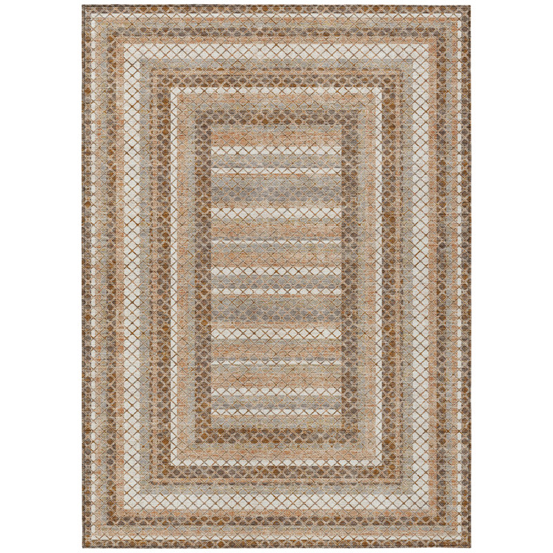 Machine Washable Indoor/Outdoor Xhevrie Chocolate Rug, Rectangle 10' x 14'