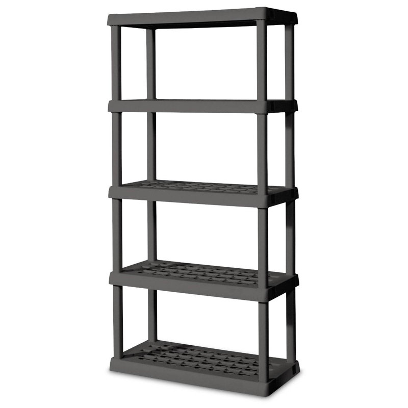 Sleek Gray 75" Heavy-Duty Plastic Shelving Unit with 5 Shelves