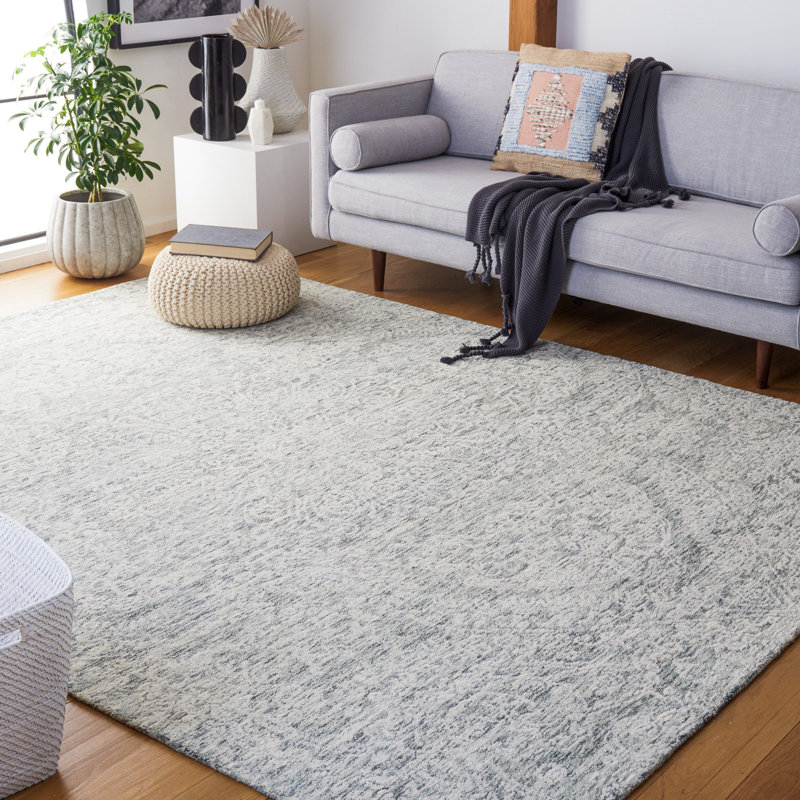 Iconium Hand Tufted Indian Wool And Cotton With Latex Solid Color Rug, Rectangle 6' x 9'