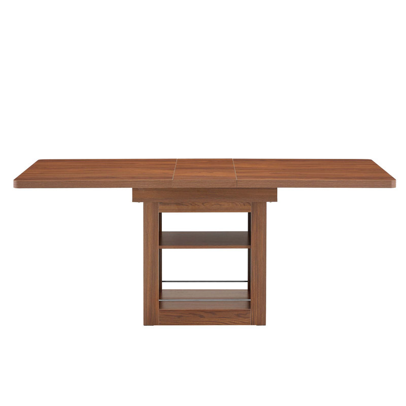 Table de salle à manger extensible rectangulaire avec rangement intégré, conception télescopique de 59 à 71 pouces pour 4 à 8 personnes.