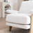 Thickly Padded Linen Solid Wood Armchair-243090313