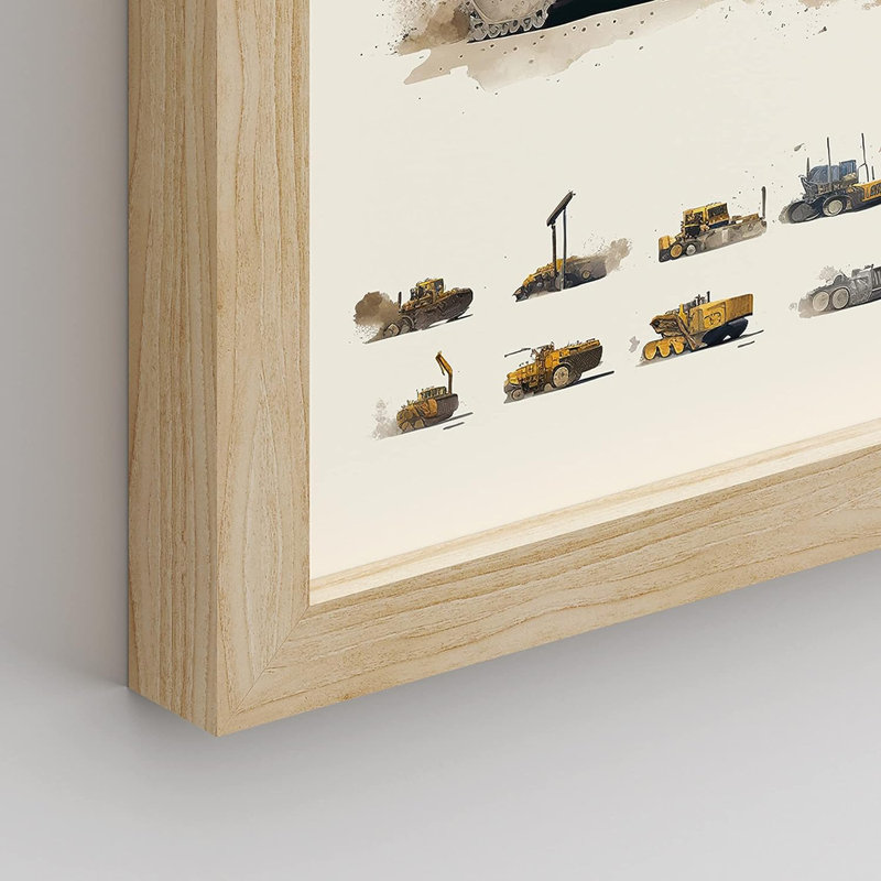 «Kids Tractor Trailer Truck Collage», impression encadrée de 4 pièces, H 16 po x l 12 po x P 1 po, Encadré naturel