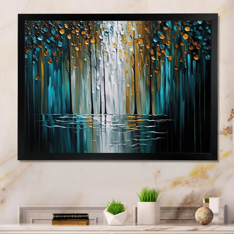 «Abstract Nature Trees», reproduction d'art sur toile abstraite, L 40 po x H 30 po, Impression noire sur toile encadrée
