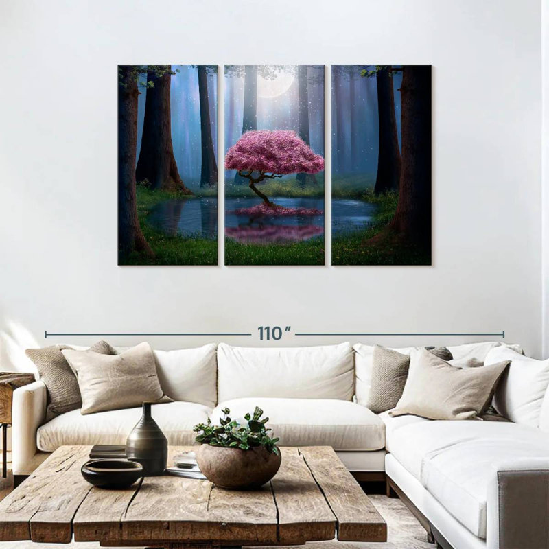 Kelan Enchanted Pink Tree, 48" H x 74" W