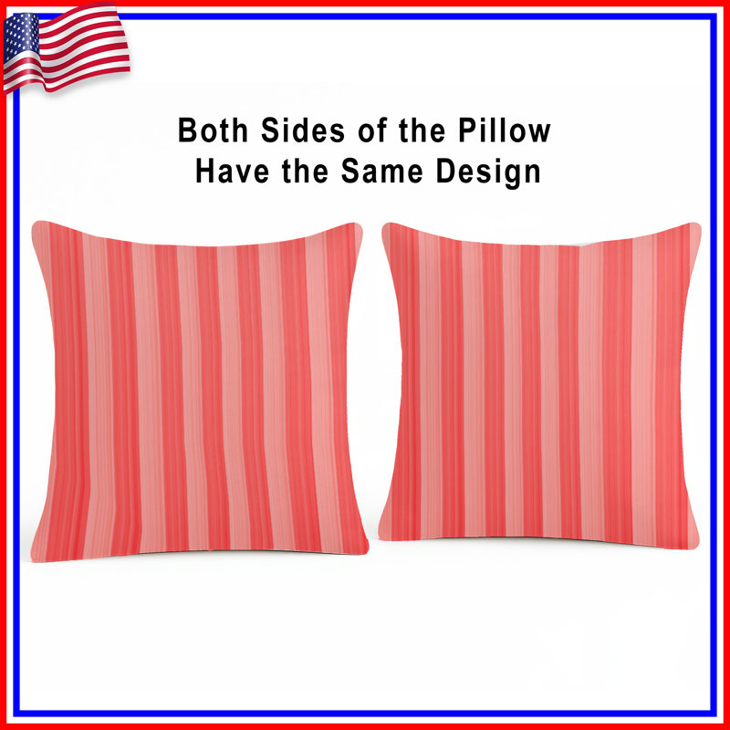 Red Vertical Stripes Double Sided Throw Pillows, 18 x 18 inches