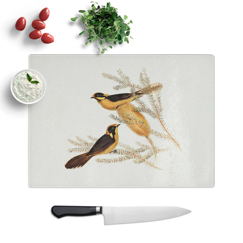 Glass Helmeted Honeyeater by Elizabeth Gould Chopping Board, 28.5 cm W x 20 cm L