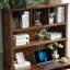 Bureau rectangulaire en bois massif brun noisette-1161728255