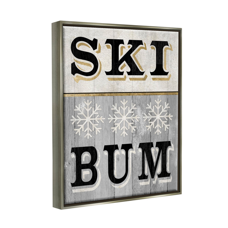 «Ski Bum Snowflake», art giclée par Livi Finn, H 31 po x l 25 po x P 1,7 po, Cadre flottant gris lustré