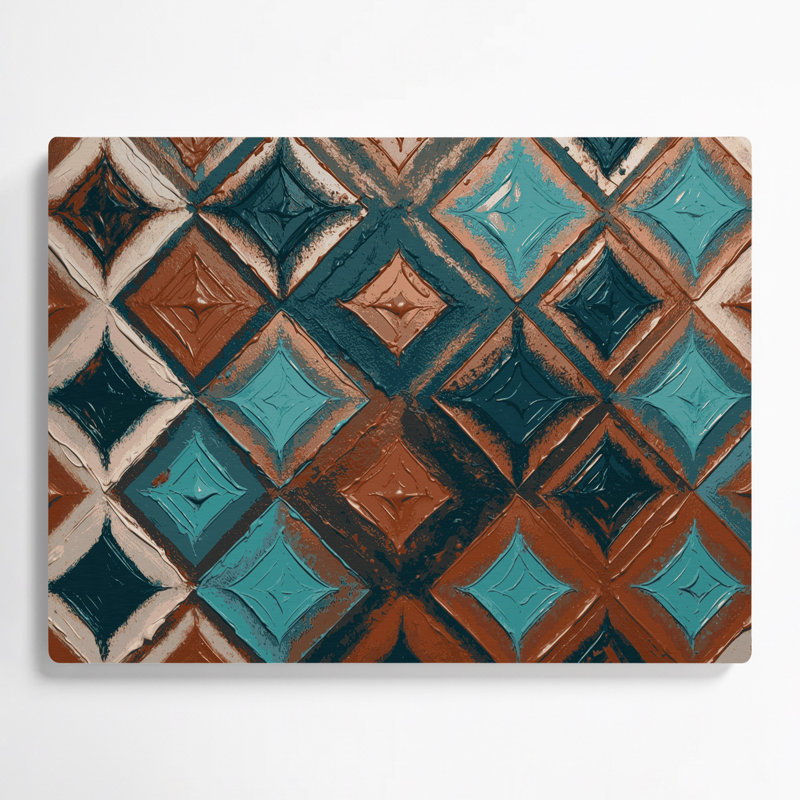 Southwestern Patterns Zuni Diamonds 237 Brown Metal Wall Art, 11" H x 14" W