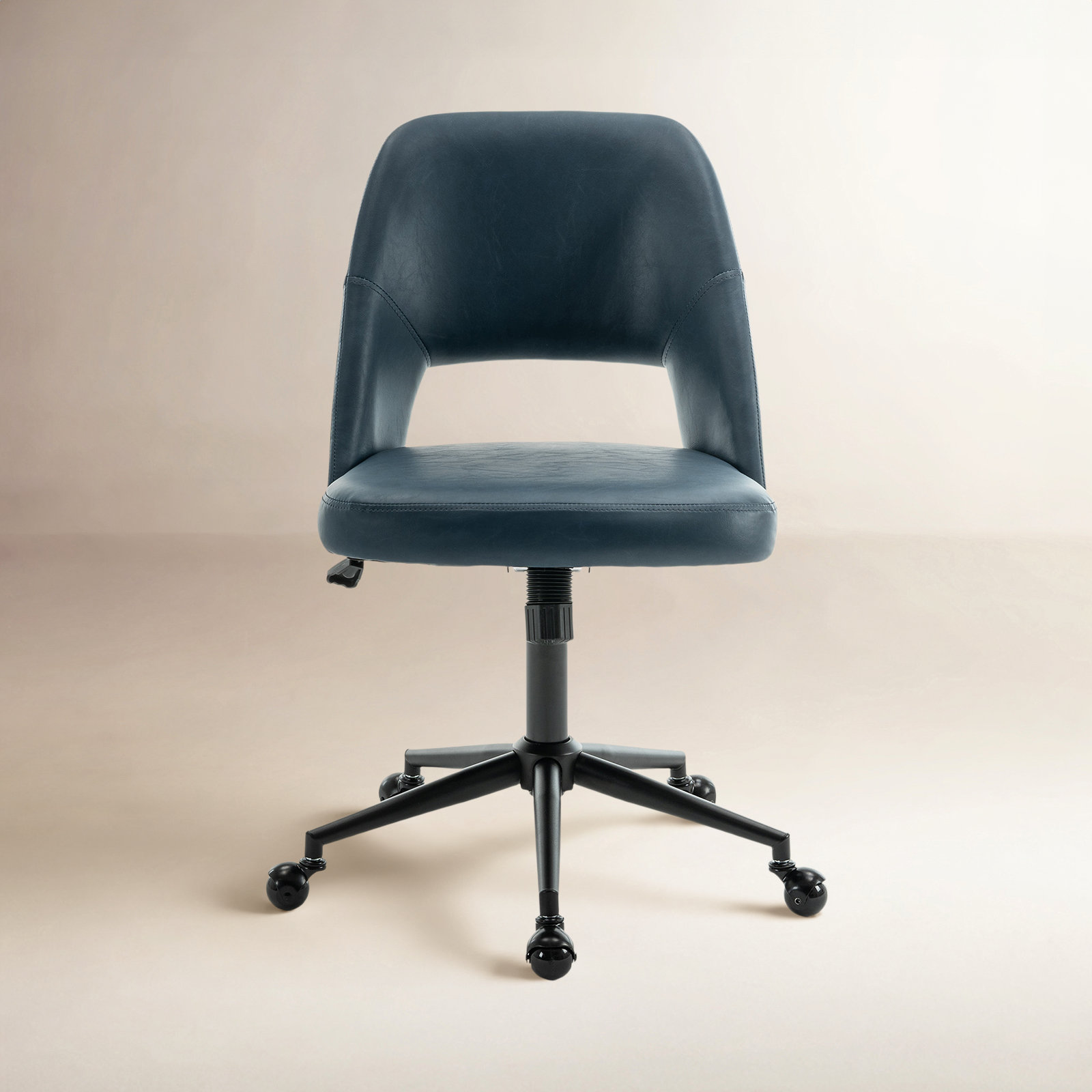 Gramercy Swivel Office Chair, Navy Faux Leather