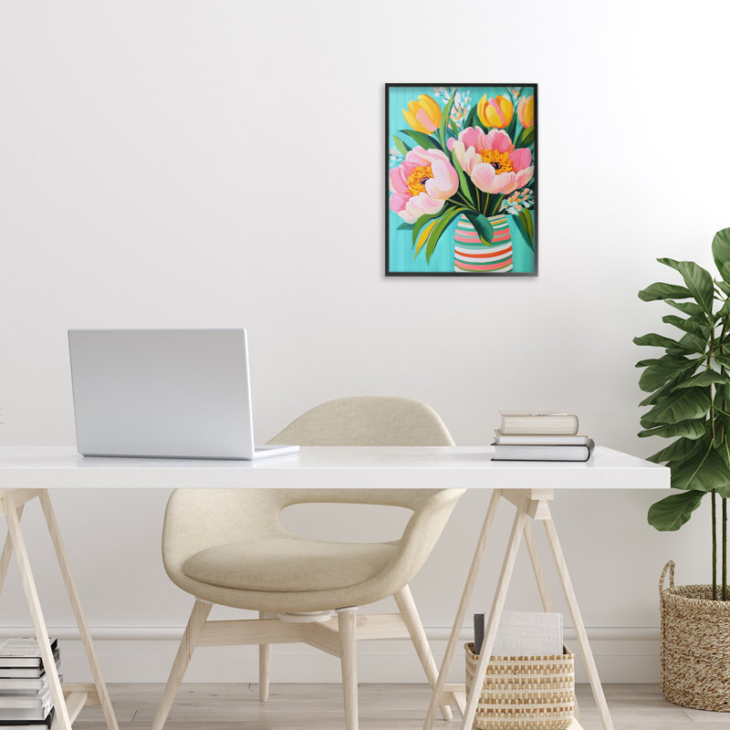 «Flowers in Spring Stripes», estampe numérique, design par Petal Prints Design, H 14 po x l 11 po