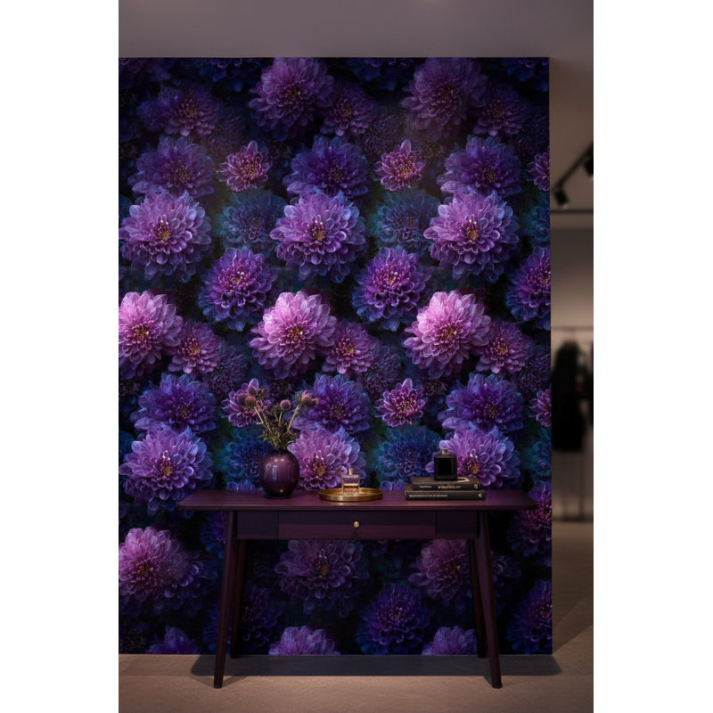 Papier peint floral mauve vibrant