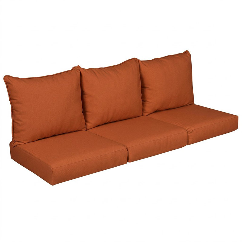 Sunbrella Outdoor Solid Deep Seating Sofa Pillow and Cushion Set, 23 in W x 25 in D x 5 in H, Sunbrella - Canvas Rust