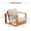 Chaise d'extérieur simple en eucalyptus avec coussins