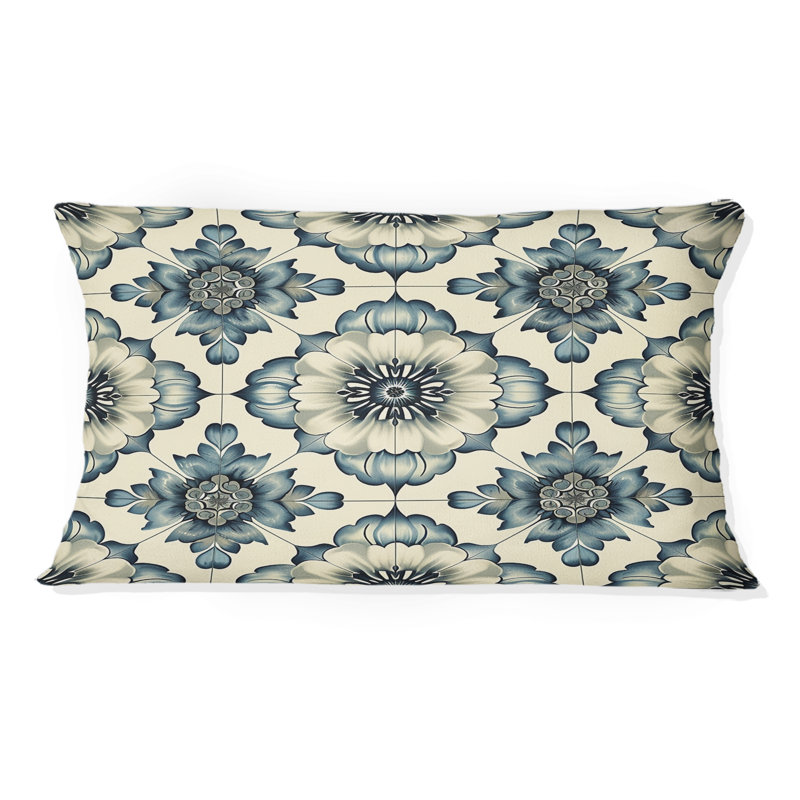 Coussin lombaire traditionnel bleu, bleu et blanc