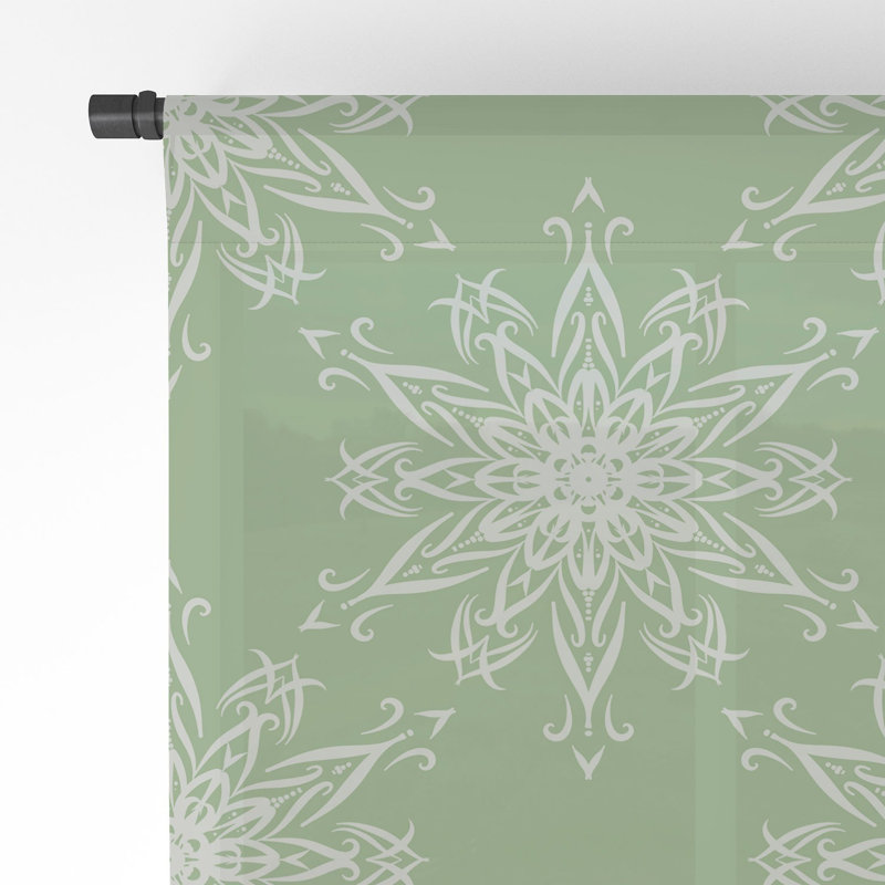 Ewell La Boho Snow Sage 1pc Sheer Window Curtain Panel, 50" W x 108" L