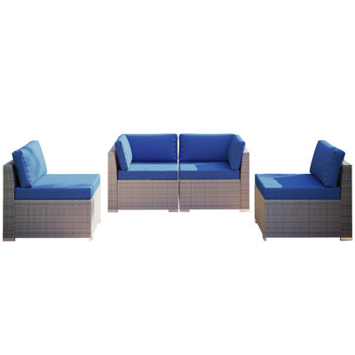 Ensemble de conversation d'extérieur pour 4 personnes avec coussins