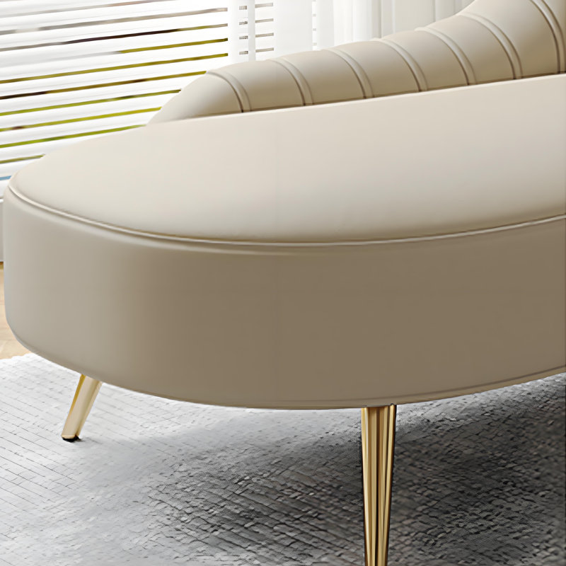 Chaise longue de détente moderne en similicuir, Accoudoir à droite (vu de face), Blanc crémeux