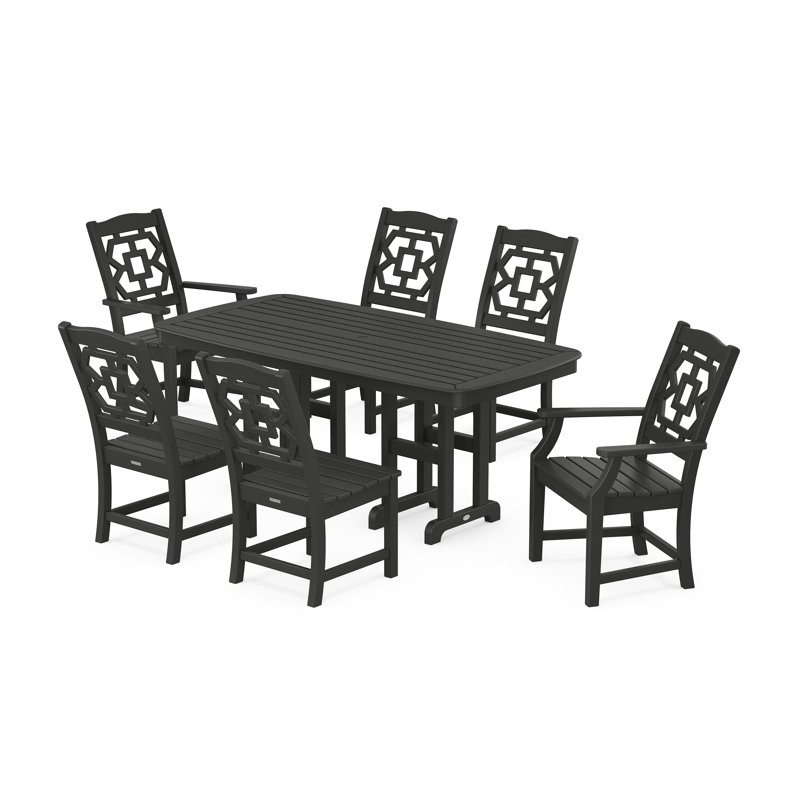 Martha Stewart by POLYWOOD Chinoiserie 7-Piece Dining Set, Black