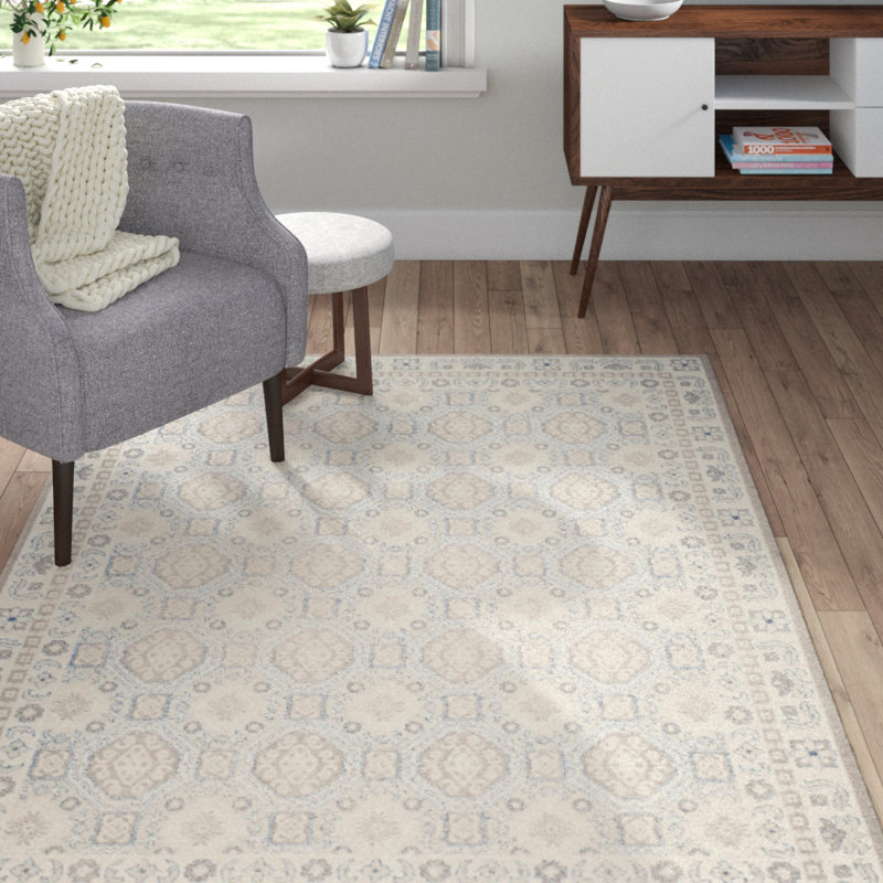 Everlee Geometric Cotton Hand Woven Area Rug, Rectangle 122 x 183 cm