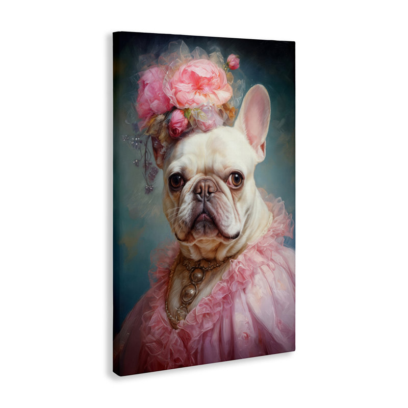 Toile de bouledogue français de l'époque victorienne, conception de Wumples, H 45 po x l 30 po