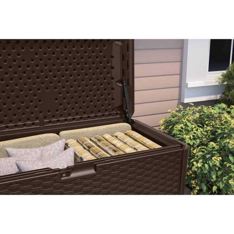 Suncast Extra Large Brown Wicker 134-Gallon Lockable Deck Box