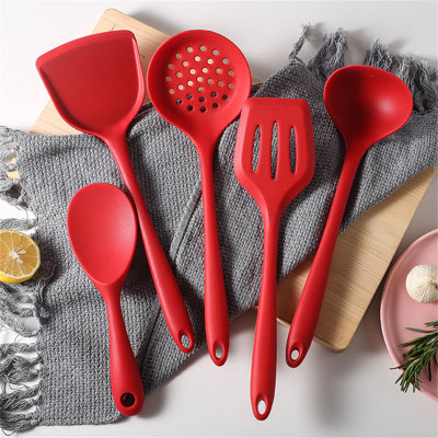 Ensemble d'ustensiles de cuisine en silicone - 5 pièces d'outils de cuisson résistants à la chaleur pour batterie de cuisine antiadhésive