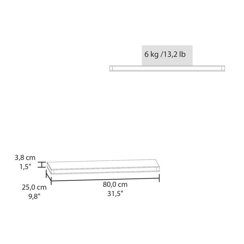 Wall Mounted 31.5-Inch Shelf, Floating Style, Enhances Living Area Appearance, Contemporary 31.5 Inches Wide, On For Space Enhancement, Modern Style