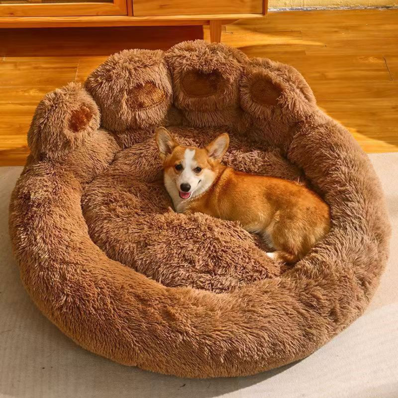 Lit pour chien moelleux et apaisant, Brun, H 8 po x l 27,5 po x P 27,5 po