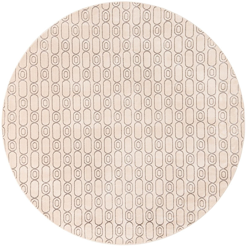 Tapis contemporain blanc et argenté Vincente, Rond 10pi