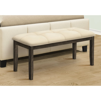 Practical 44" Bench In Cream And Wood - Gray Solid Frame, For Anywhere You Wish With Soft Seat Wood, Versatile For Different Areas