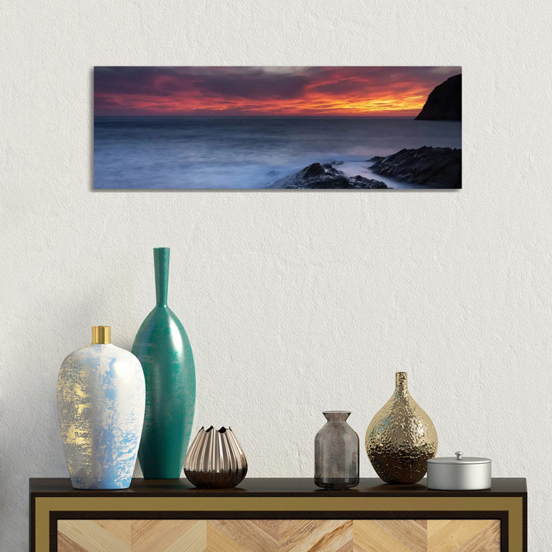 Coast At Sunset, L'ile-Rousse, Haute-Corse, Corsica, France by Panoramic Images - Wrapped Canvas Panoramic Print